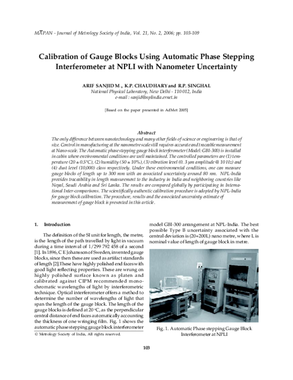 (PDF) Calibration of Gauge Blocks Using Automatic Phase Stepping ...