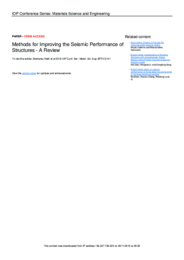 (PDF) Methods for Improving the Seismic Performance of Structures - A ...