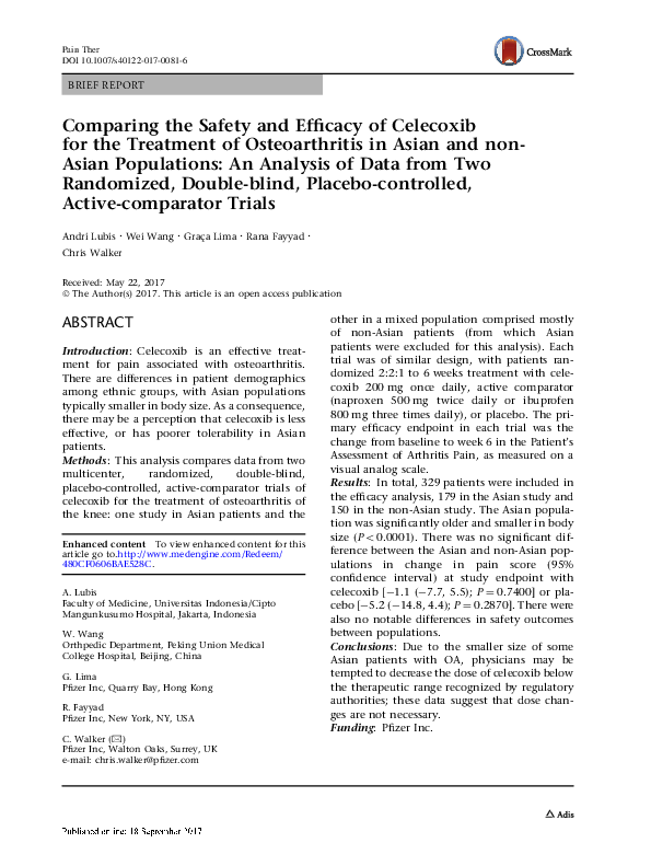 (PDF) Comparing the Safety and Efficacy of Celecoxib for the Treatment ...