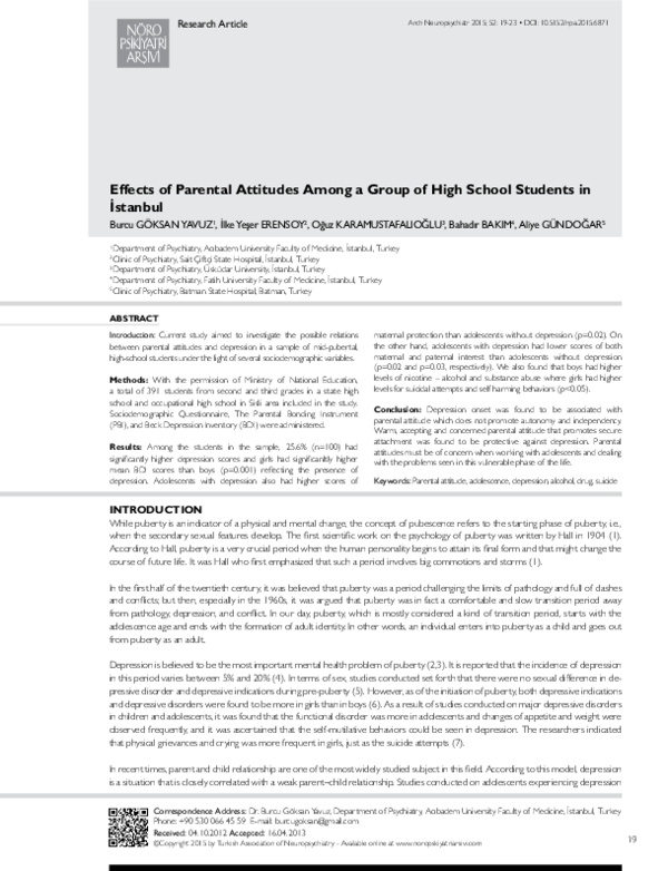 (PDF) Effects of Parental Attitudes Among a Group of High School ...