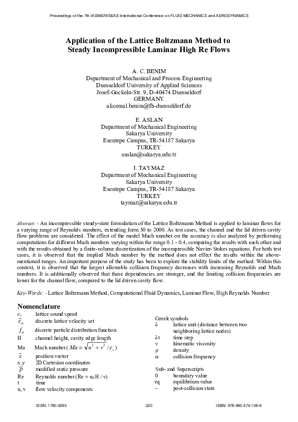 (PDF) Application of the Lattice Boltzmann Method to Steady ...