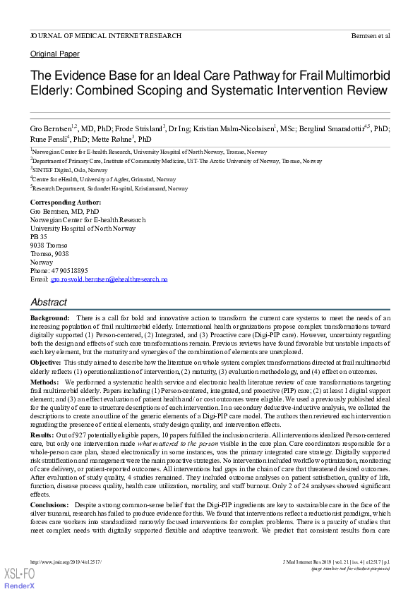 (PDF) The evidence base for an ideal care pathway for frail and multi ...