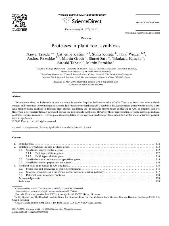 (PDF) Proteases in plant root symbiosis