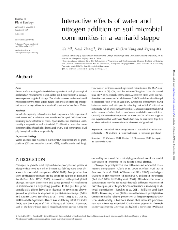 (PDF) Interactive effects of water and nitrogen addition on soil ...