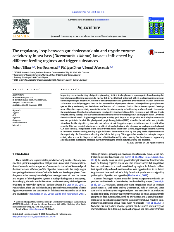 (PDF) The regulatory loop between gut cholecystokinin and tryptic ...