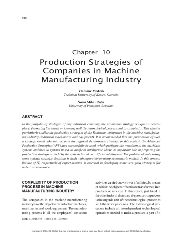 (PDF) Production Strategies of Companies in Machine Manufacturing Industry