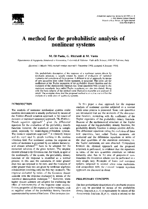 (PDF) A method for the probabilistic analysis of nonlinear systems