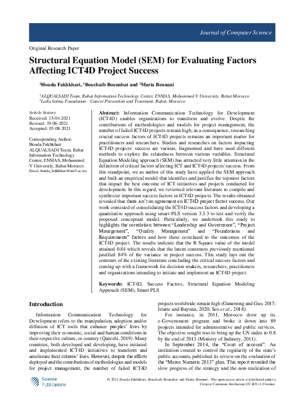 (PDF) Structural Equation Model (SEM) for Evaluating Factors Affecting ...