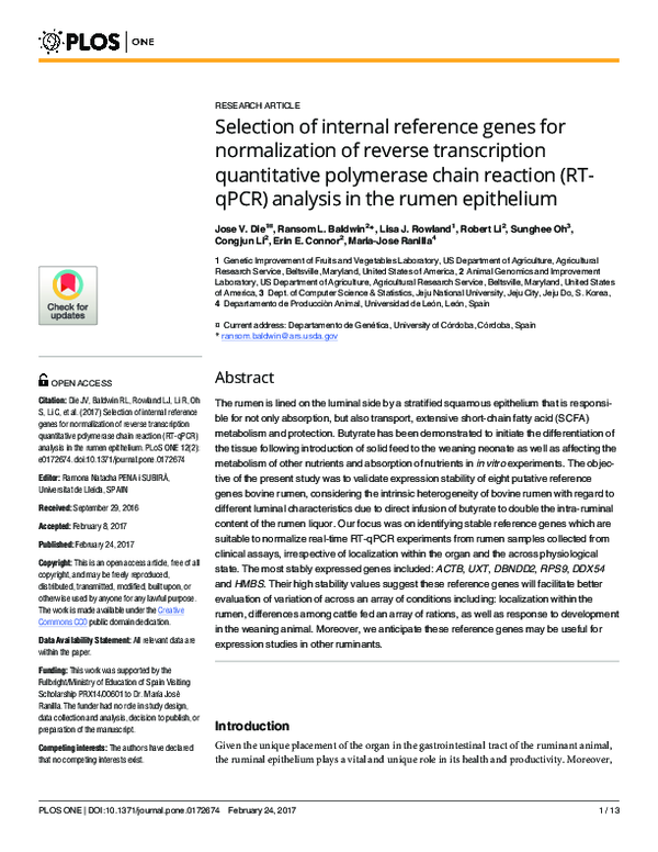 (PDF) Selection of internal reference genes for normalization of ...