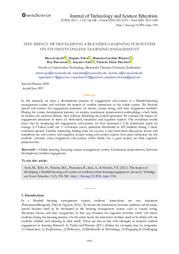 (PDF) The impact of developing a blended learning sub-system on ...