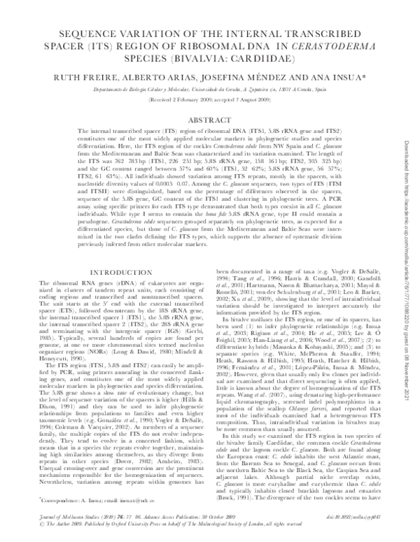 (PDF) Sequence variation of the internal transcribed spacer (ITS ...