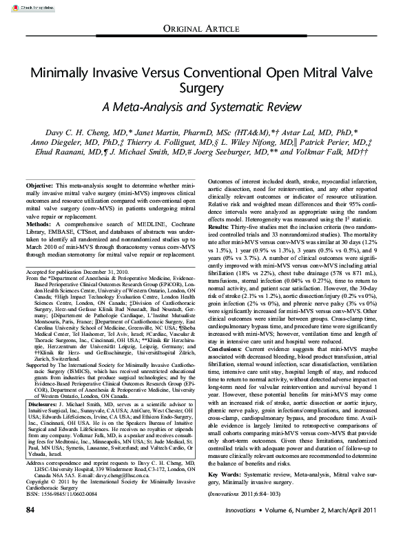 (PDF) Minimally invasive versus conventional open mitral valve surgery ...