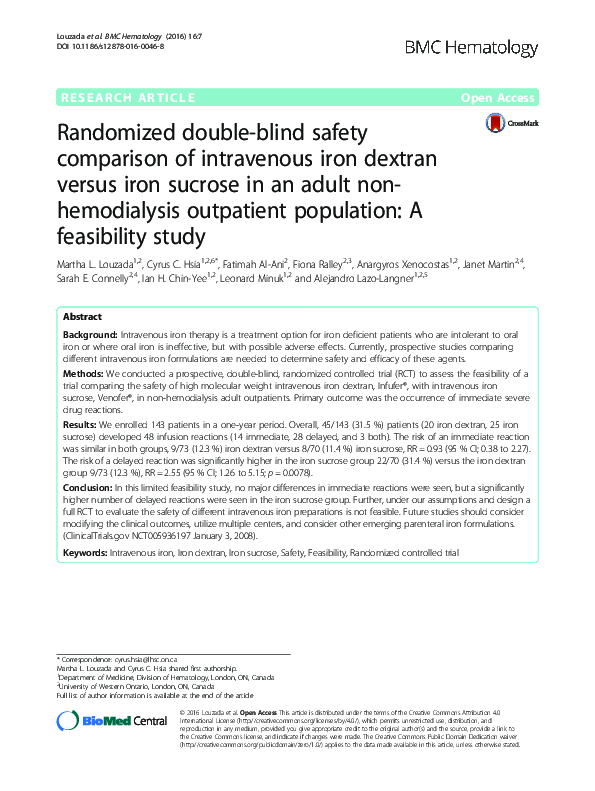 (PDF) Randomized doubleblind safety comparison of intravenous iron