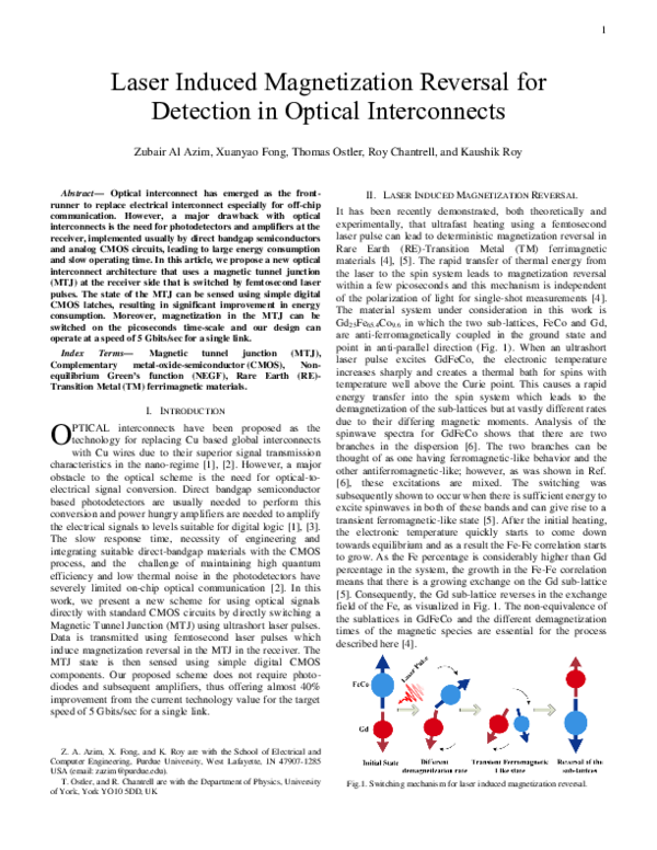 (PDF) Laser Induced Magnetization Reversal for Detection in Optical ...
