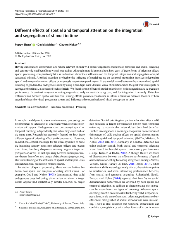 (PDF) Different effects of spatial and temporal attention on the ...