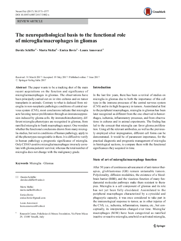 (PDF) The neuropathological basis to the functional role of microglia ...
