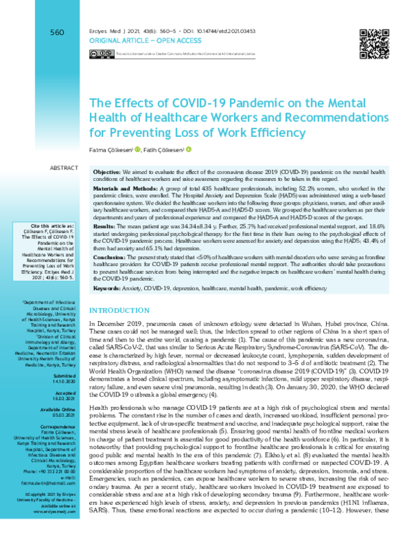 (PDF) Çölkesen F, Çölkesen F. The Effects of COVID-19 Pandemic on the ...
