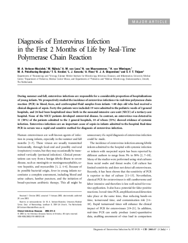 (PDF) Diagnosis of Enterovirus Infection in the First 2 Months of Life ...
