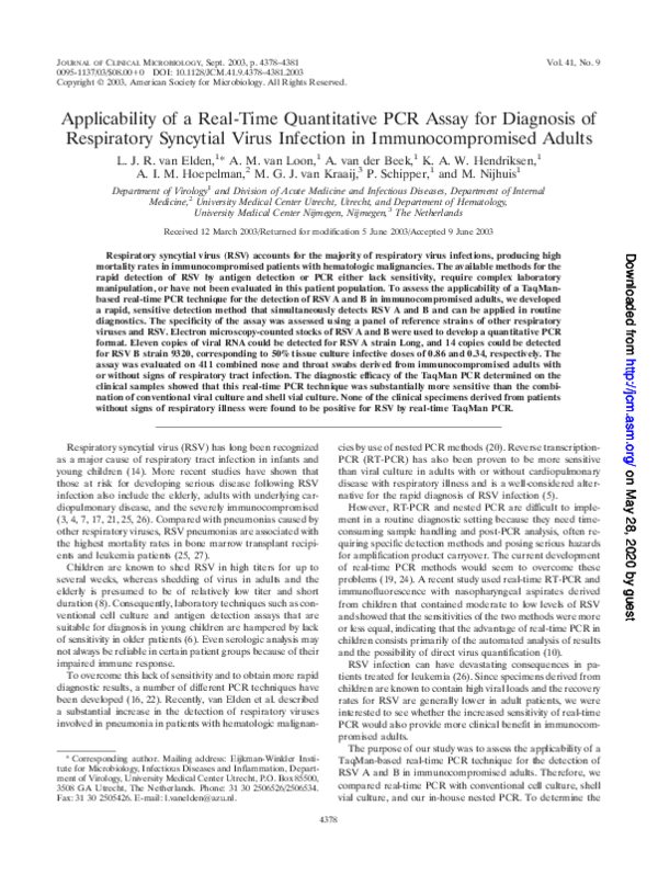 (PDF) Applicability of a Real-Time Quantitative PCR Assay for Diagnosis ...
