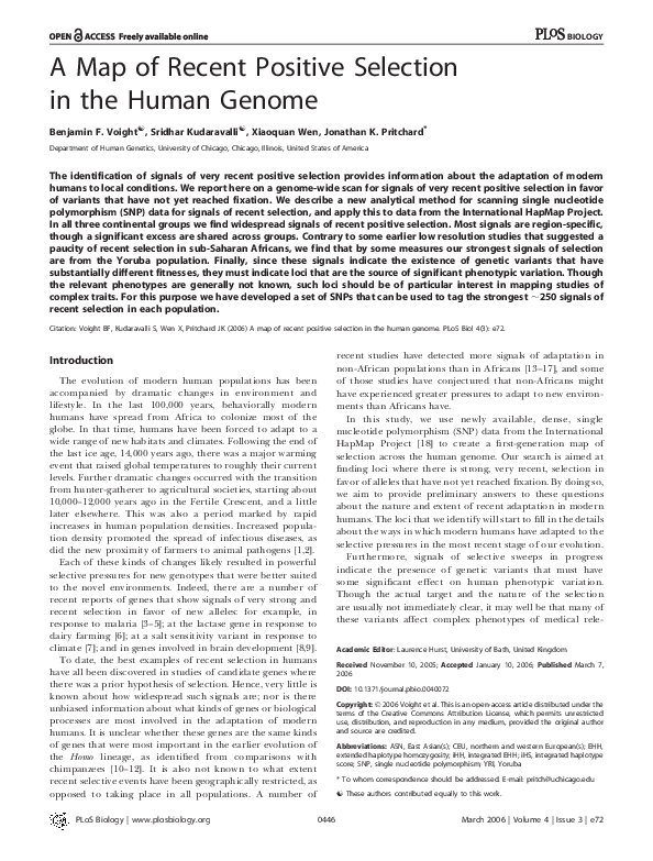 (PDF) Faculty of 1000 evaluation for A map of recent positive selection ...