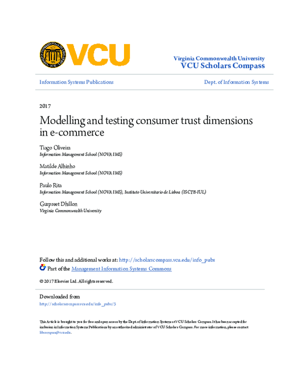 (PDF) Modelling and testing consumer trust dimensions in e-commerce