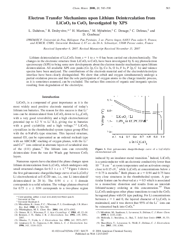 (PDF) Electron Transfer Mechanisms upon Lithium Deintercalation from ...