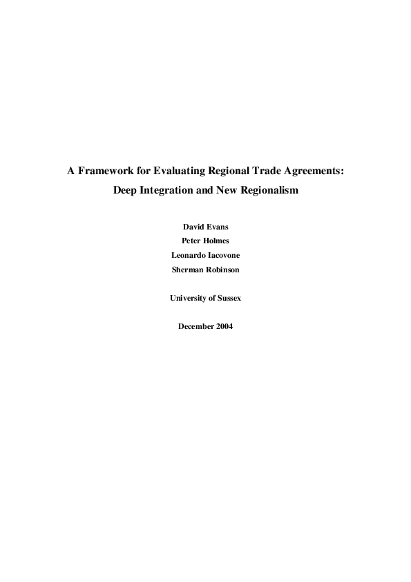 (PDF) A framework for evaluating regional trade agreements involving ...