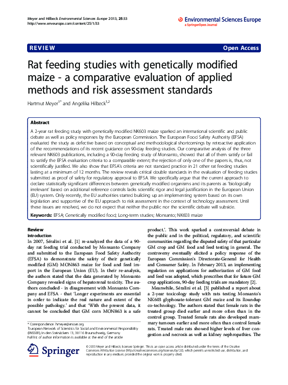 (PDF) Rat feeding studies with genetically modified maize - a ...