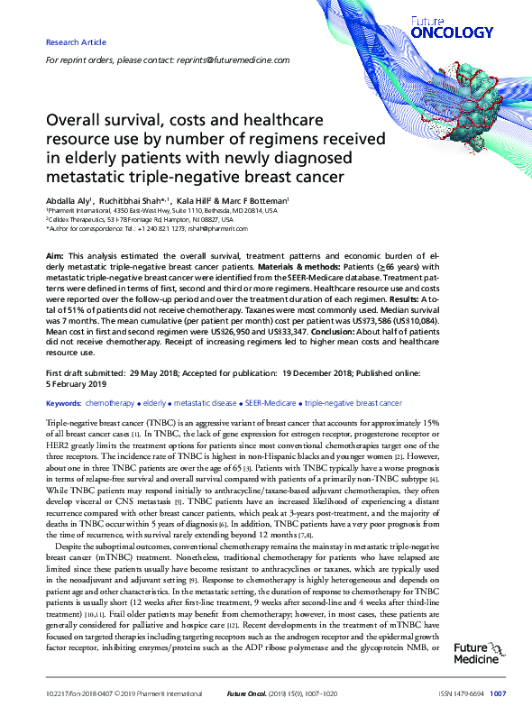 (PDF) Overall survival, costs and healthcare resource use by number of ...