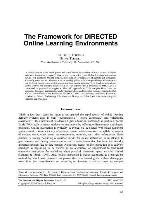 (PDF) The Framework for DIRECTED Online Learning Environments