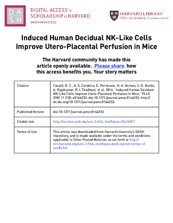 (PDF) Induced Human Decidual NK-Like Cells Improve Utero-Placental ...