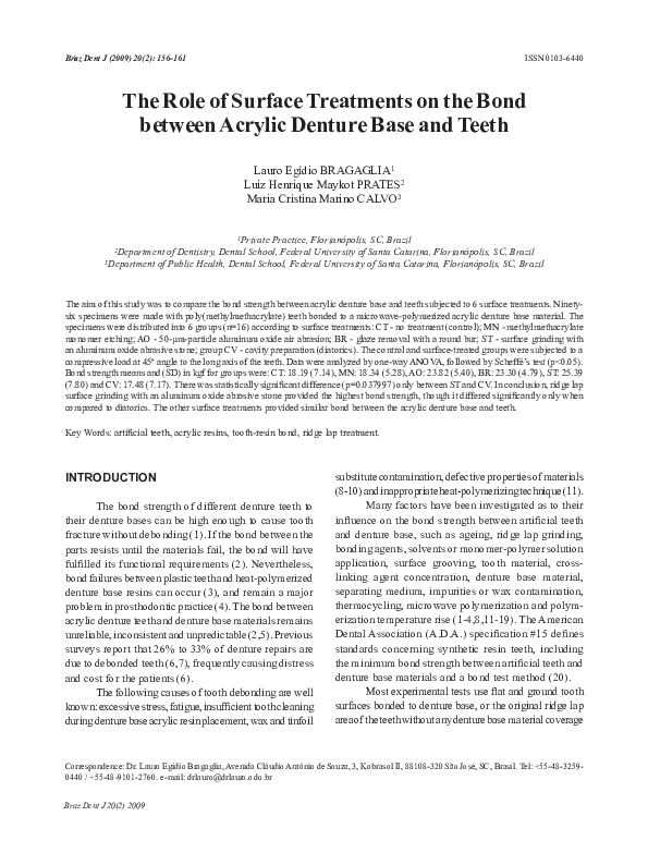 (PDF) The role of surface treatments on the bond between acrylic ...