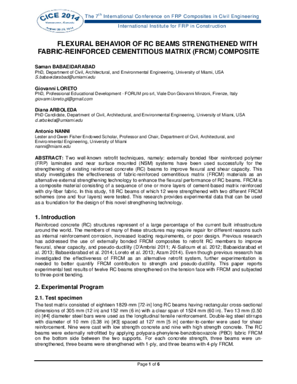 (PDF) Flexural behavior of R/C beams strengthened with carbon fiber ...
