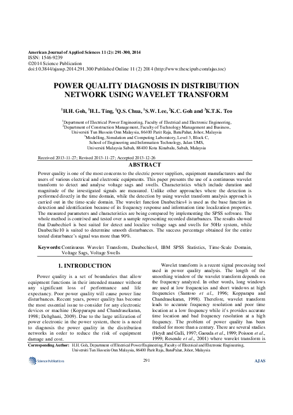 (PDF) Power Quality Diagnosis in Distribution Network Using Wavelet ...