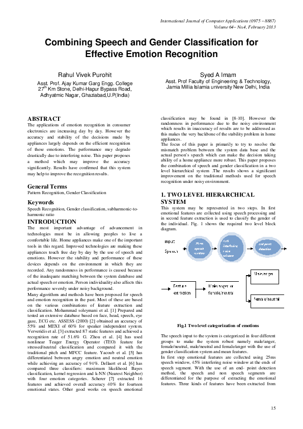 (PDF) Combining Speech and Gender Classification for Effective Emotion ...