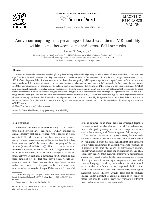 (PDF) Activation mapping as a percentage of local excitation: fMRI ...