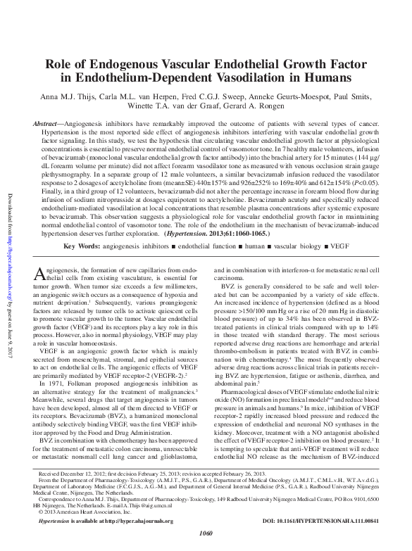(PDF) Role of Endogenous Vascular Endothelial Growth Factor in ...