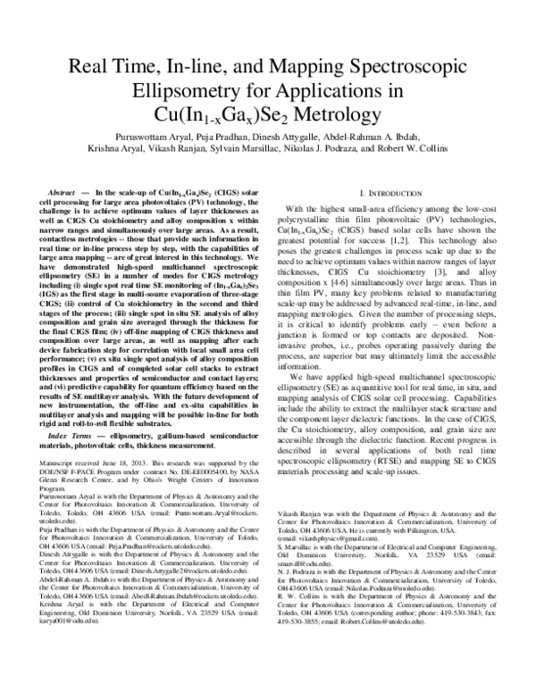 (PDF) Real-Time, In-Line, and Mapping Spectroscopic Ellipsometry for ...
