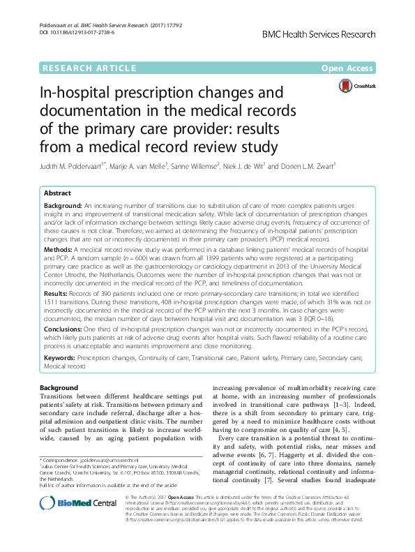 (PDF) In-hospital prescription changes and documentation in the medical ...