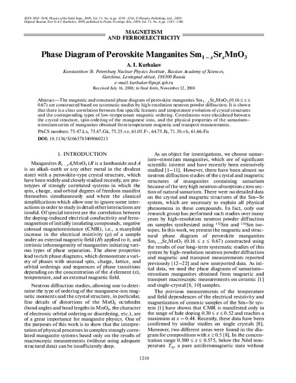 (PDF) Phase diagram of perovskite manganites Sm1 − x Sr x MnO3