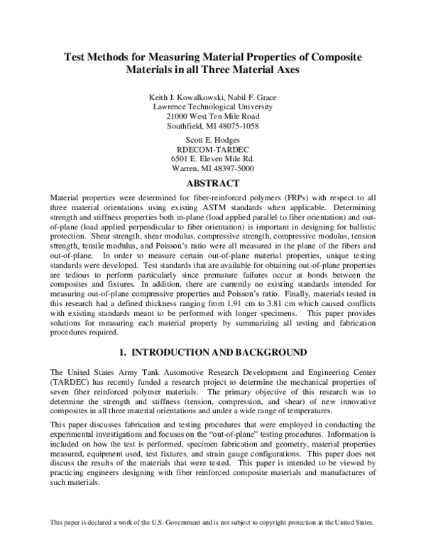 (PDF) Test Methods for Measuring Material Properties of Composite ...