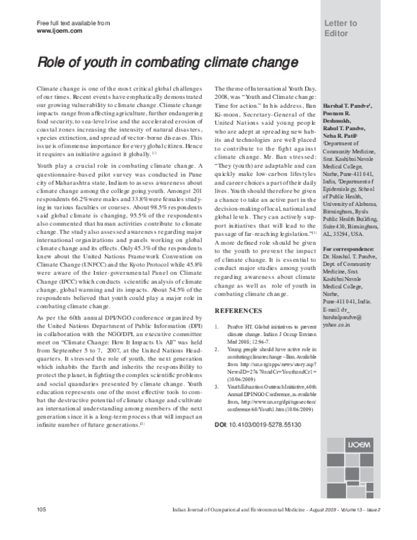 (PDF) Role of youth in combating climate change