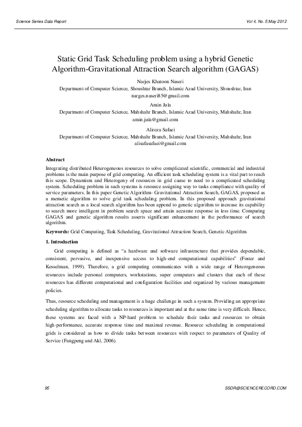 (PDF) Static Grid Task Scheduling problem using a hybrid Genetic ...