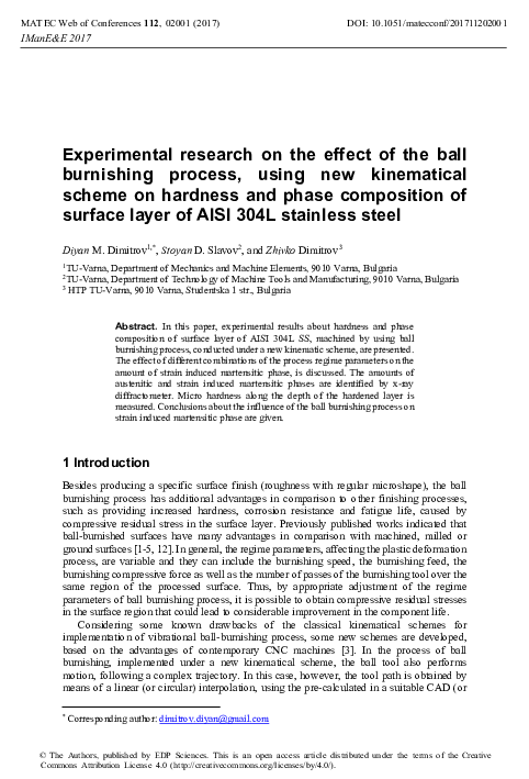 (PDF) Experimental research on the effect of the ball burnishing ...