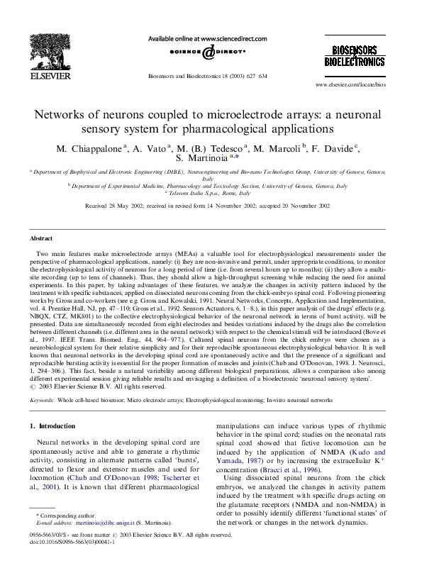 (PDF) Networks of neurons coupled to microelectrode arrays: a neuronal ...
