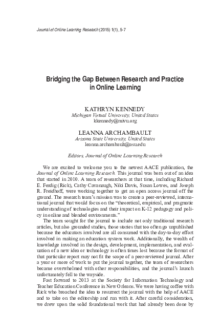 (PDF) Bridging the gap between research and practice in online learning