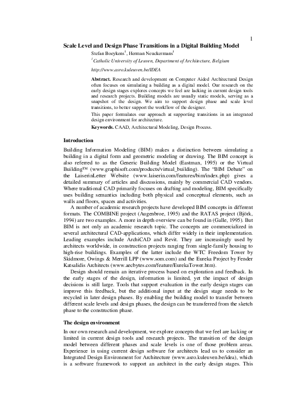 (PDF) Design phase and scale level transitions in a digital building model