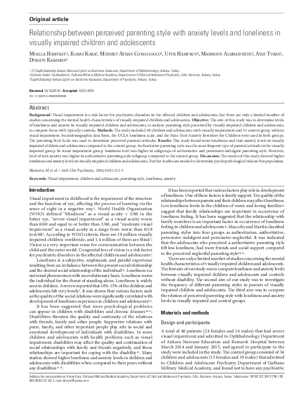 (PDF) Relationship between perceived parenting style with anxiety ...