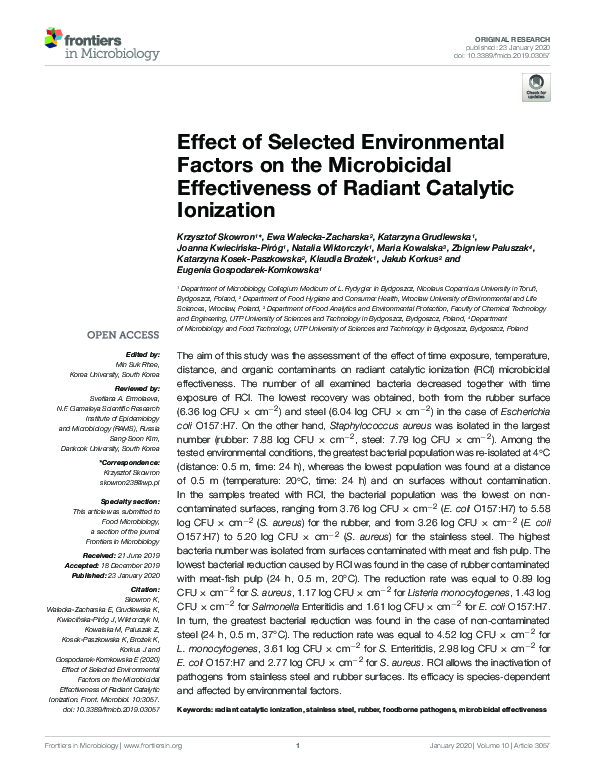 (PDF) Effect of Selected Environmental Factors on the Microbicidal ...