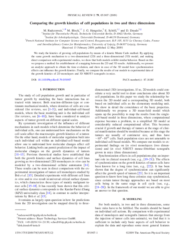 (PDF) Comparing the growth kinetics of cell populations in two and ...